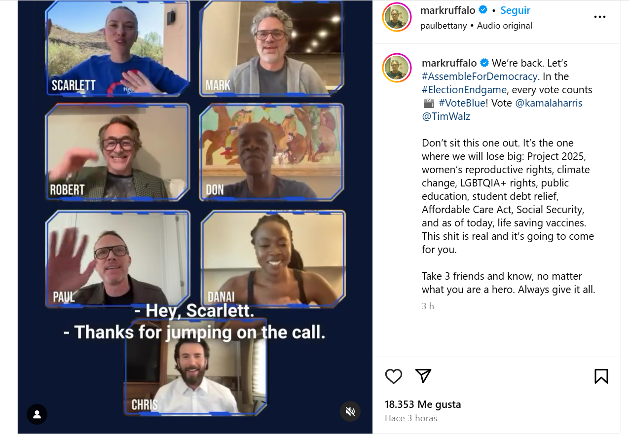 Vengadores a favor de Kamala Harris