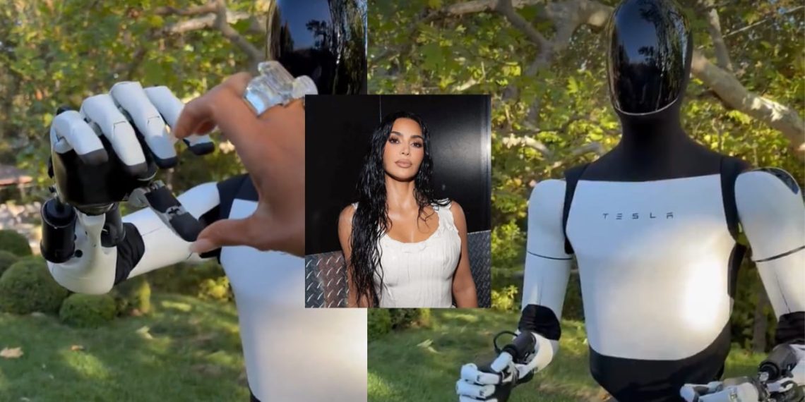 Kim Kardashian presume su robot doméstico Tesla Optimus