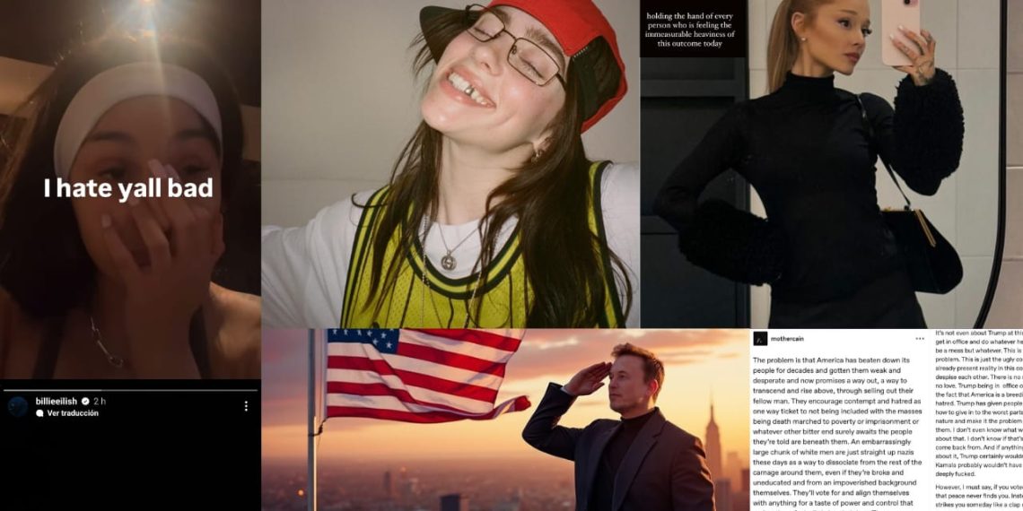 Billie Eilish, Ariana Grande, Cardi B, Elon Musk reaccionan a triunfo de Trump.