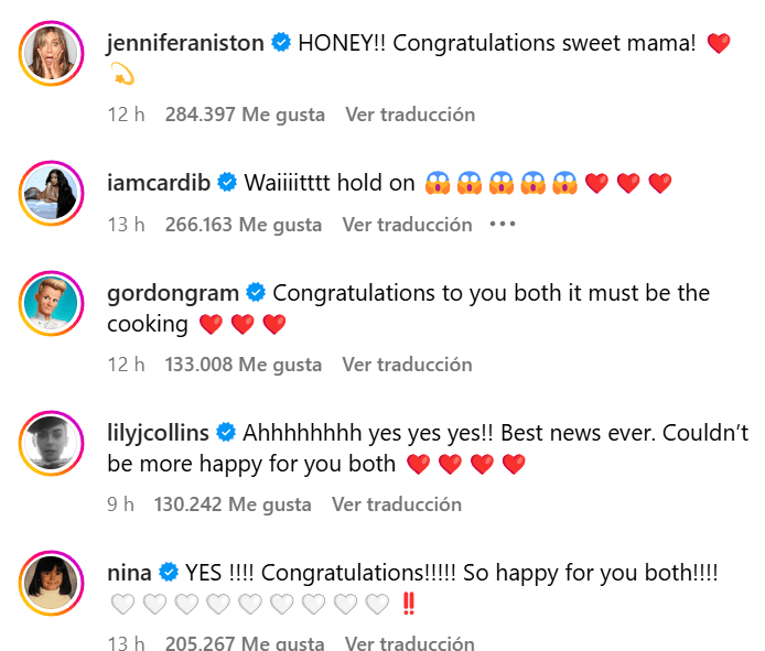 Artistas felicitan en comentarios de Instagram a Selena Gómez por anunciar su compromiso con el productor Benny Blanco