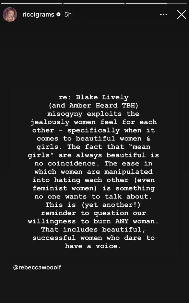 Christina Ricci se une a las estrellas que apoyan a Blake Lively en Hollywood