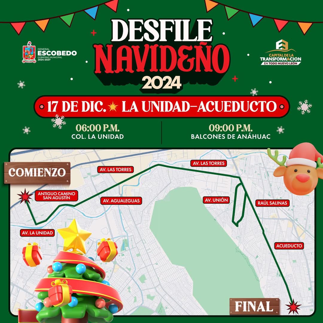 Hoy se llevará acabo el segundo día del Desfile Navideño en Escobedo