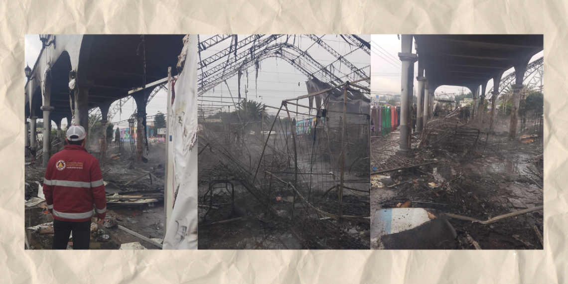 Incendio de Bazar Navideño en Edomex