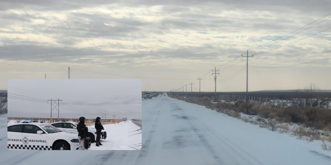 Cae nieve en Chihuahua, cierran tramos de carreteras y vialidades.
