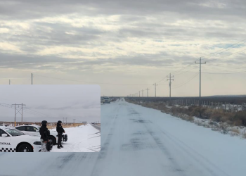 Cae nieve en Chihuahua, cierran tramos de carreteras y vialidades.