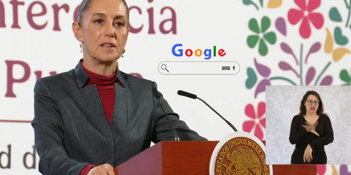 Claudia Sheinbaum y google Golfo de México