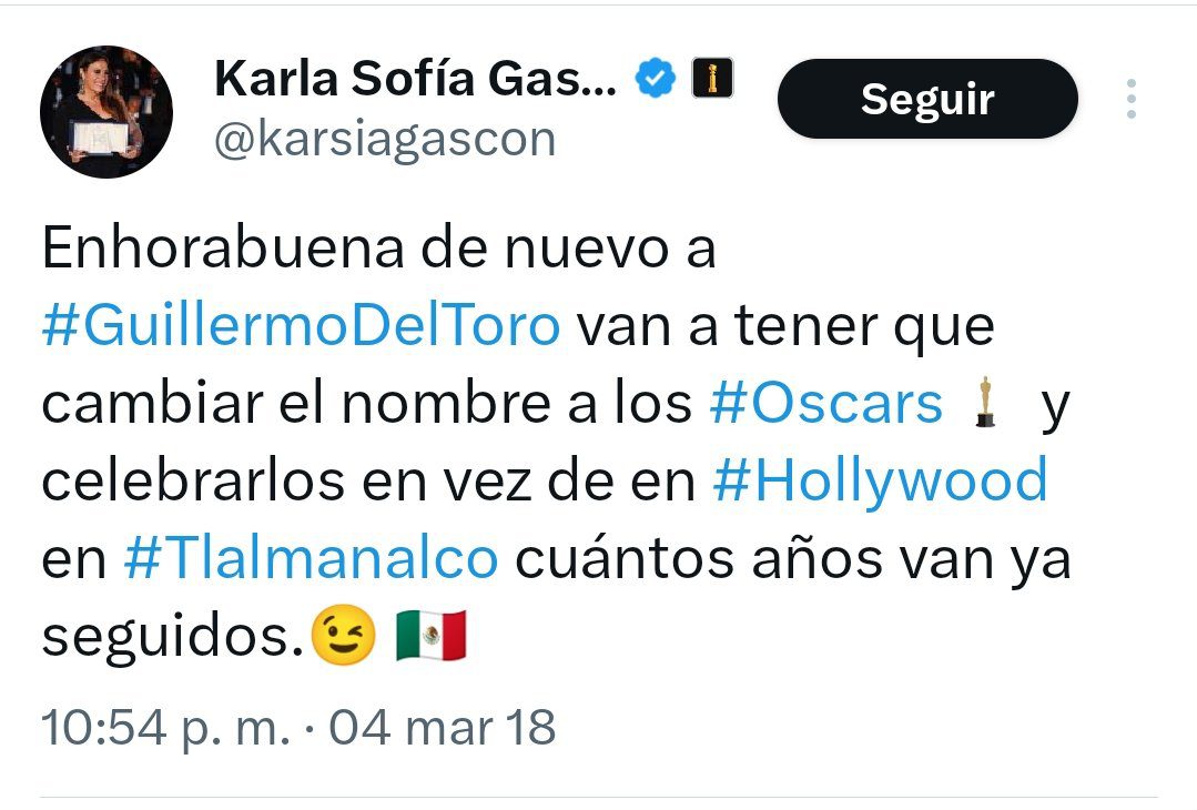 Karla Sofía Gascón arremetió contra Guillermo del Toro