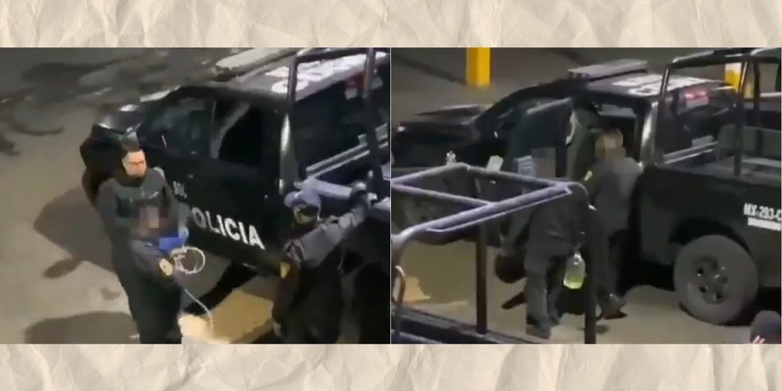 Policías robando combustible en CDMX