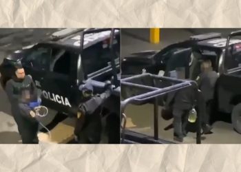 Policías robando combustible en CDMX