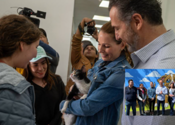 Adrián de la Garza en la feria de adopciones de mascotas de Monterrey "“Amor que deja huella”.