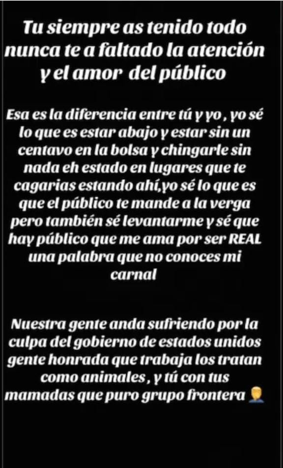Emiliano Aguilar arremente contra su hermano por defender a Grupo Frontera. 