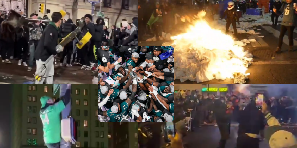 Festejan con destrozos en Philadelphia por triunfo en Super Bowl.