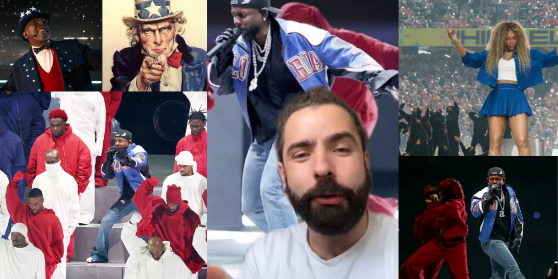 Javier Ibarreche crea un análisis y hace video dando la explicación del show de Kendrick Lamar en el Super Bowl.