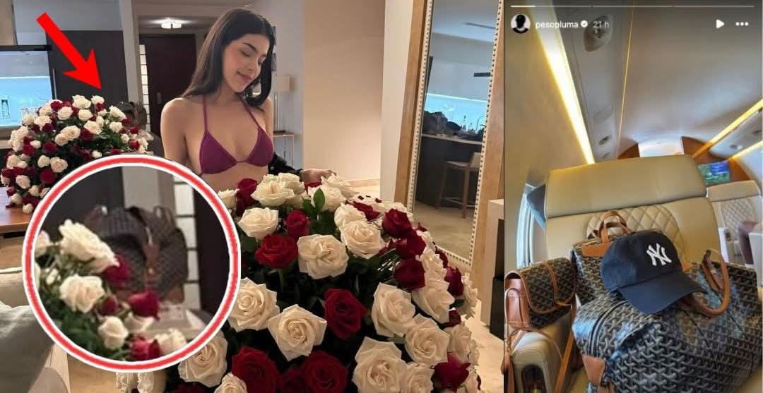 Kenia Os presume flores que le regaló Peso Pluma.