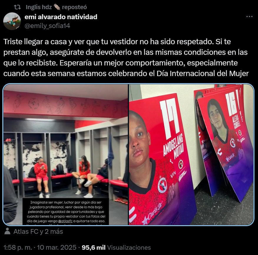 Jugadoras del Tijuana femenil arremeten con Atlas por quitar fotos de su vestidor.