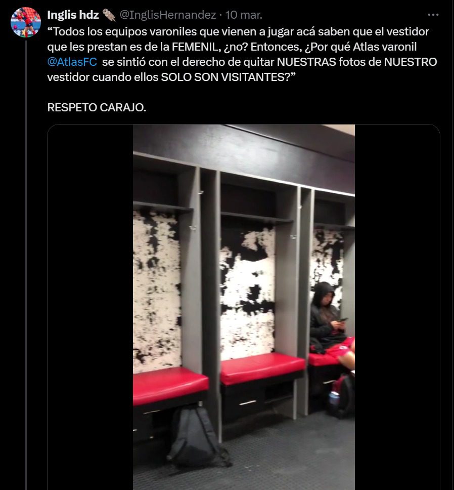 Inglis Hernández denuncia en sus redes sociales a jugadores del Atlas por quitar fotos del Tijuana Femenil
