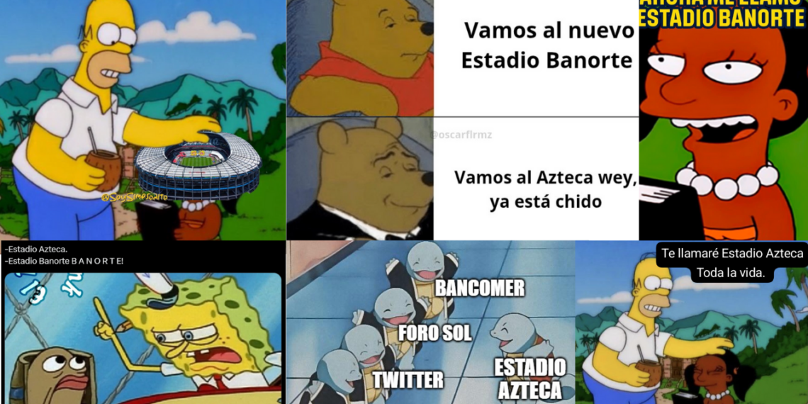 Memes del Estadio Azteca por cambio de nombre a Estadio Banorte.
