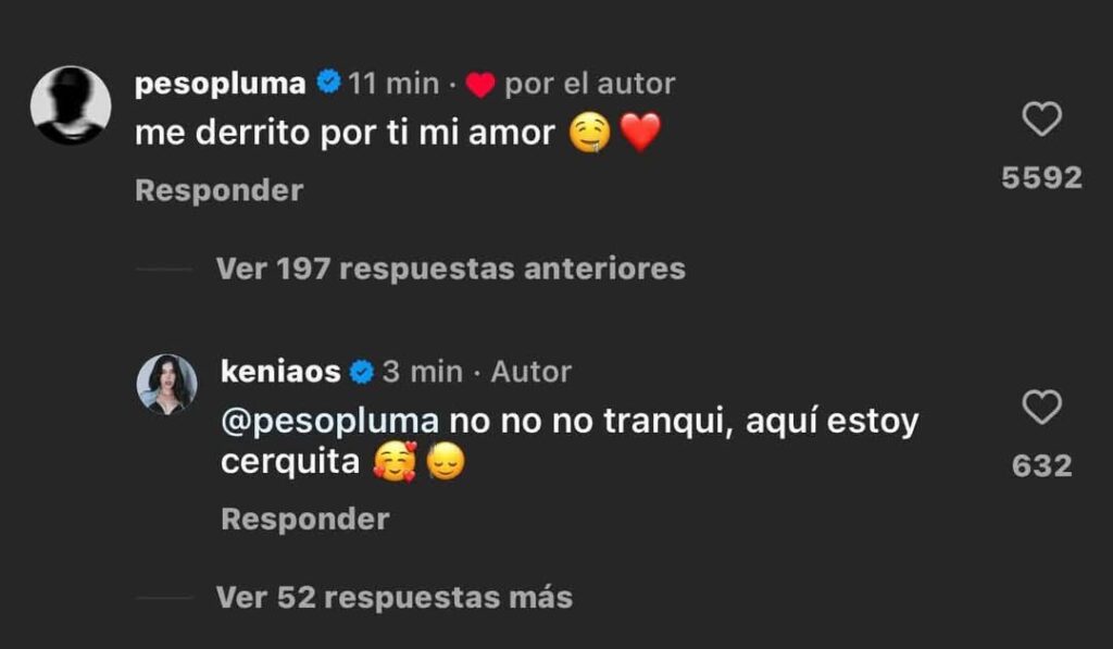 Peso Pluma realiza comentarios amorosos a Kenia Os