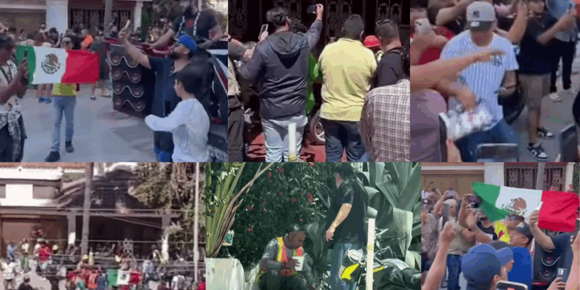 Habitantes de Mazatlán realizan protesta en casa de aparente gringo que corrió a un trabajador de la banqueta.