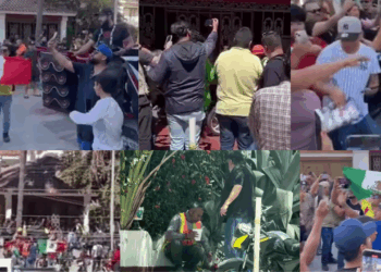 Habitantes de Mazatlán realizan protesta en casa de aparente gringo que corrió a un trabajador de la banqueta.