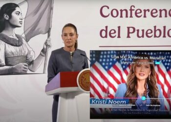 Vamos a cambiar la ley en México para evitar propaganda extranjera Sheinbaum sobre spots de Kristi Noem