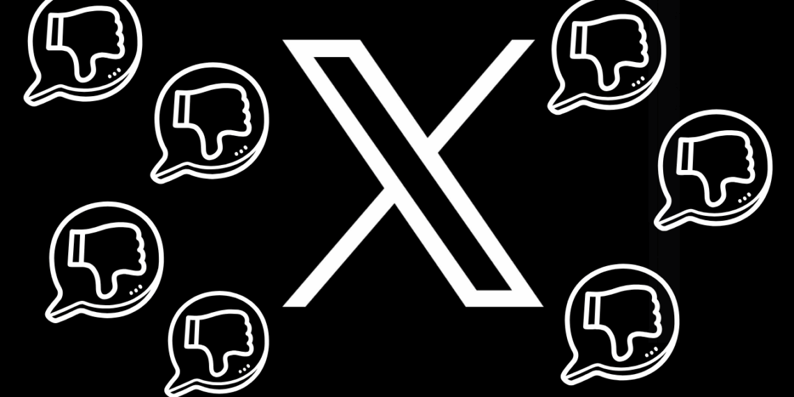 Aparente botón de dislike aparece para algunos usuarios en X.