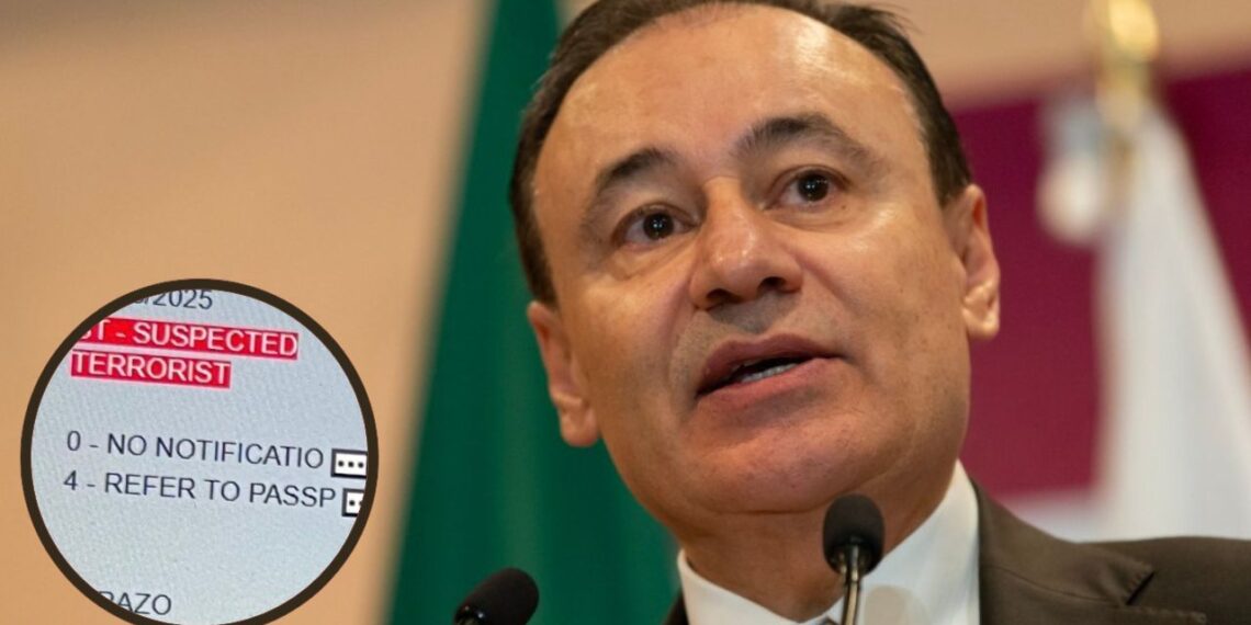 Luego de que se reportara que el gobernador de Sonora, Alfonso Durazo tendría una orden de “detención obligatoria” por parte del Gobierno de Estados por presuntamente ser “sospechoso de terrorista”, el mandatario estatal desmintió tales señalamientos. “Jóvenes, no muerden ustedes todos los anzuelos que se les presenten, por favor, pues por supuesto que no hay nada de eso, no no no”, dijo Durazo este lunes, tras ser interceptado por los medios. La controversia inició el domingo cuando el periodista Luis Chaparro de Pie de Nota difundió una supuesta captura de pantalla atribuida al sistema interno de la Oficina de Aduanas y Protección Fronteriza de EU (CBP), donde aparece el apellido Durazo junto a la leyenda "ST - Suspected Terrorist". Según Pie de Nota, el gobernador morenista además tendría una orden de detención inmediata en caso de que el gobernador intente ingresar a Estados Unidos. Chaparro explicó que su investigación inició cuando Durazo dejó de asistir, por razones no especificadas, a una clínica ubicada en Phoenix, Arizona, para recibir tratamiento médico. Paloma Terán, coordinadora de Comunicación Social de la administración de Durazo emitió un comunicado donde calificó la información de Chaparro como “falsa y carente de sustento”. Además, subrayó que ninguna autoridad oficial ha confirmado lo que ahí se afirma, “porque simplemente no corresponde a la realidad” y respaldó esto con un argumento de Grok, la Inteligencia Artificial de X. “No hay peor ciego que el que no quiere ver”, le contesó el periodista a Terán y agregó que “desde el pasado 25 de mayo del 2025 Alfonso Durazo fue nombrado como sospechoso de terrorista en todos los sistemas de ingreso a los Estados Unidos. Su detención es obligatoria”.