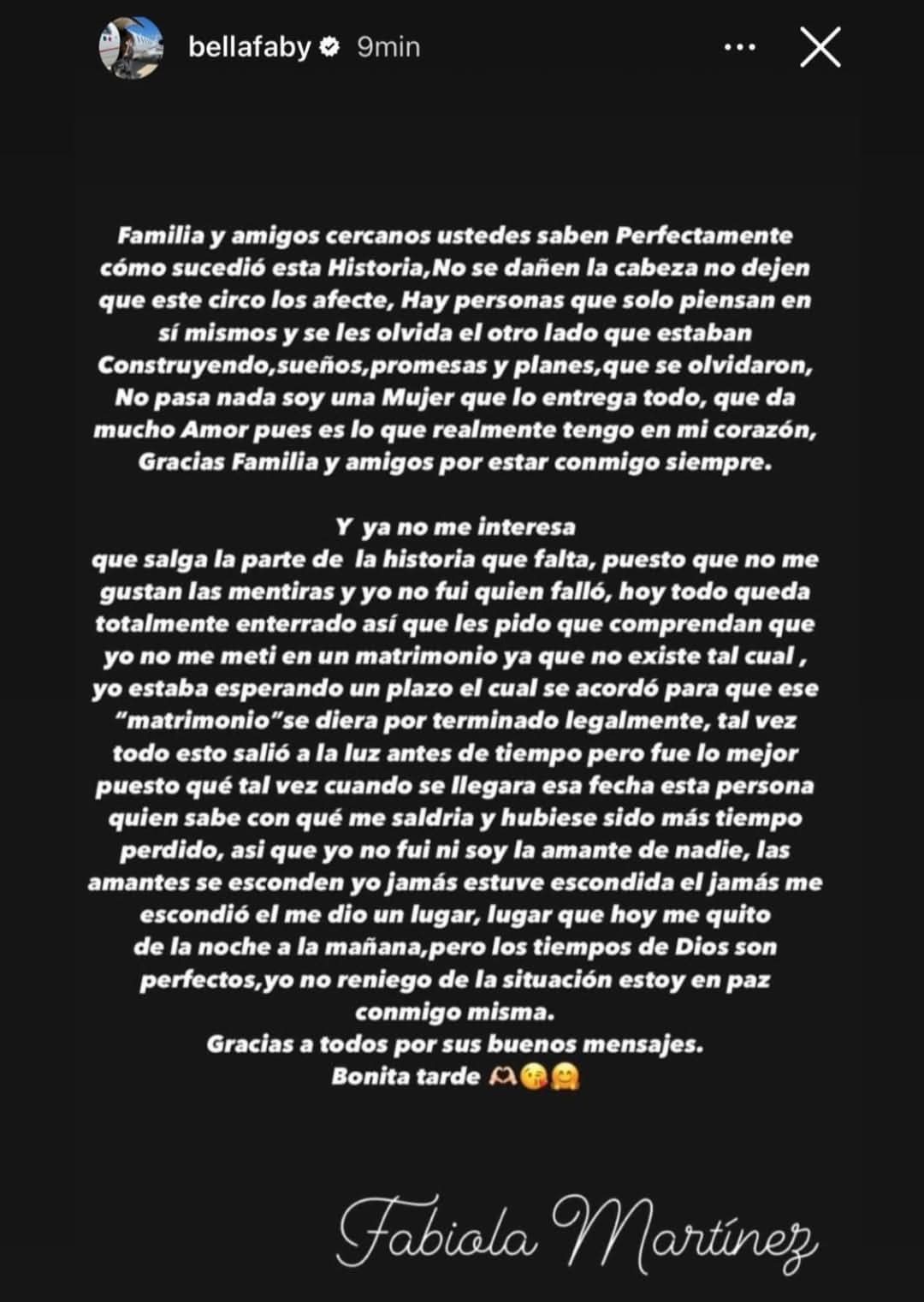 Fabiola Martínez comunicado tras darse a conocer su relación con Alex Montiel.