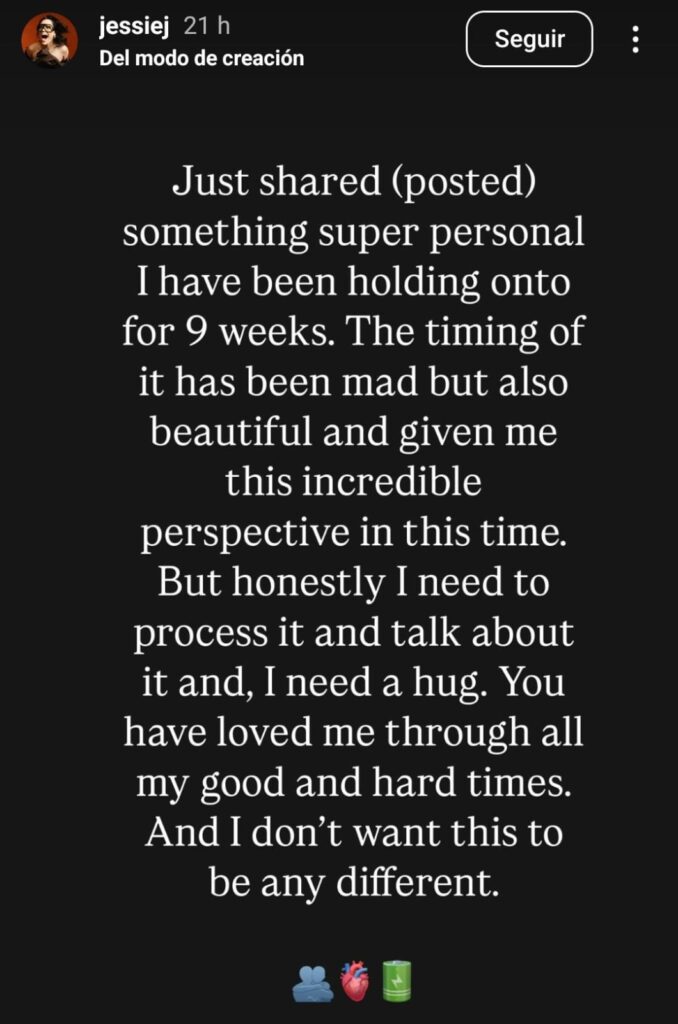 Jessie J vía historias de Instagram.