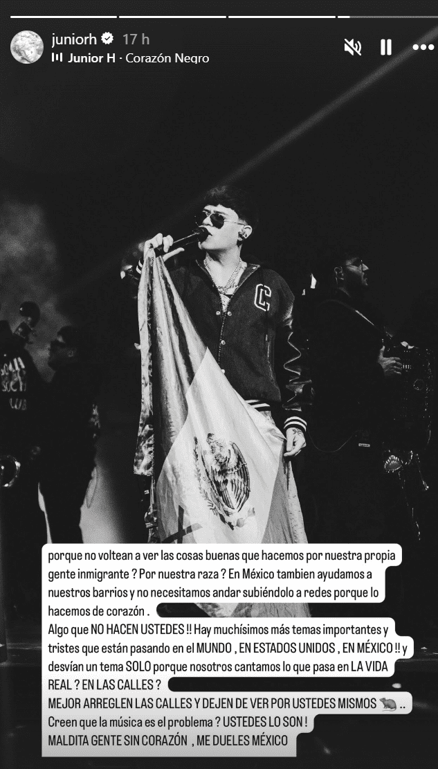 Junior H arremete contra el gobierno de México por prohibir conciertos.