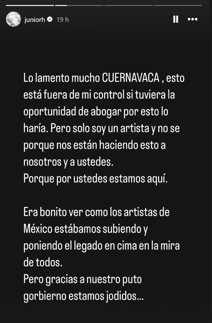 Junior H insulta al gobierno de México.