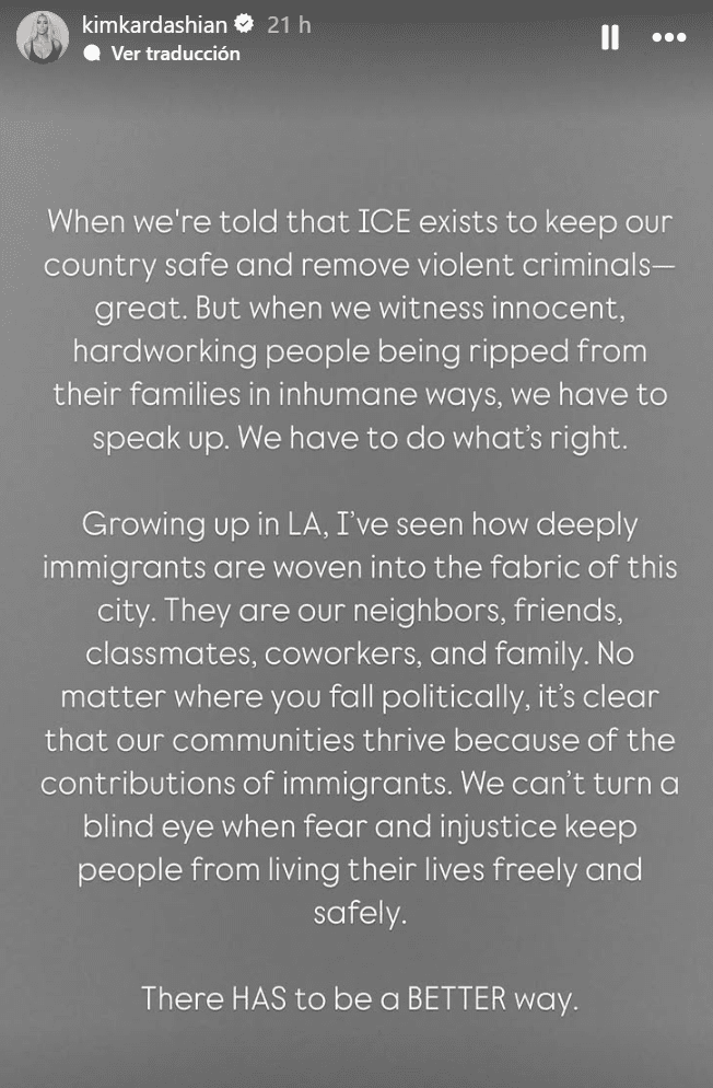 Kim Kardashian contra redadas migratorias de Donald Trump.