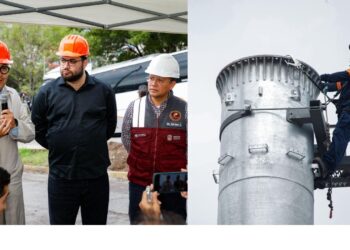 El Presidente Municipal, Isaac Montoya Márquez junto con el secretario de Movilidad del Estado de México, Daniel Sibaja González, supervisaron el montaje del primero de los 62 postes con los que contará la Línea 3 del Mexicable