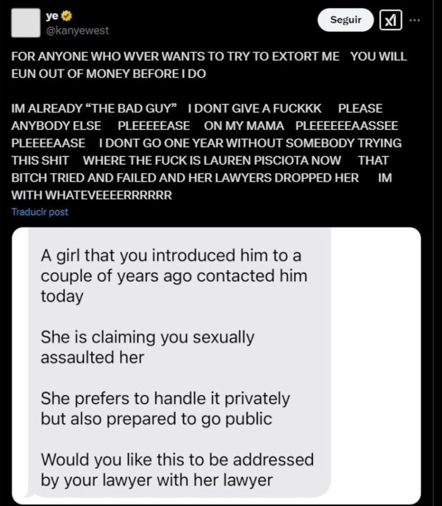 Kanye West niega acusaciones de abuso por parte de su ex asistente. 