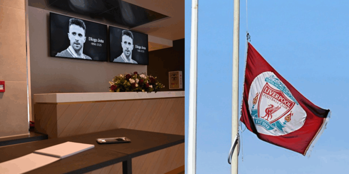 Liverpool FC coloca su bandera a media asta, permite a fans enviar mensajes en el Anfield Road Stand