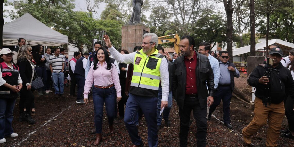 El gobernador Alfredo Ramírez Bedolla destacó que la restauración de la plaza Gertrudis Bocanegra