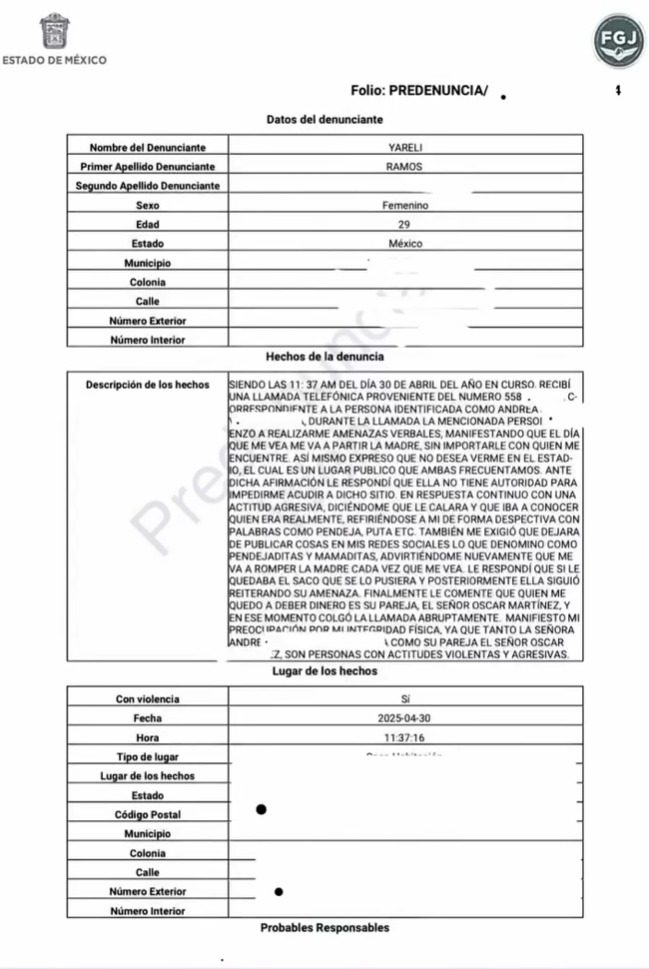 Pre denuncia Yare Ramos
