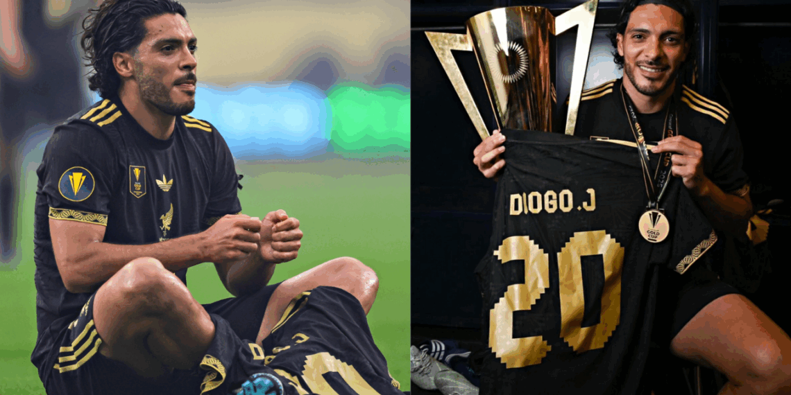 La dedicatoria del gol de Raúl Jiménez a Diogo Jota.