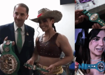 Alana Flores presume exclusivo obsequio del Consejo Mundial de Boxeo.