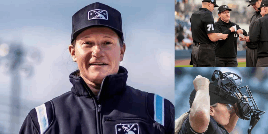 Jen Pawol, la primera mujer umpire en un juego de las Grandes Ligas.