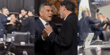 Se agarran a golpes en el Senado de la República Alejandro “Alito” Moreno y Gerardo Fernández Noroña