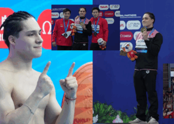 Osmar Olvera ha colocado el nombre de México en lo más alto a llevarse a casa la medalla de oro en la final varonil de trampolín 3m en el Mundial de Deportes Acuáticos Signapur 2025,
