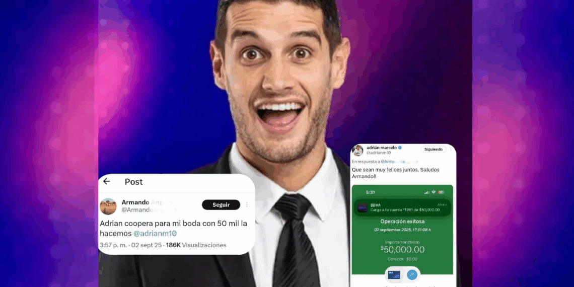 Adrián Marcelo regala 50 mil pesos a seguidor para pagar su boda