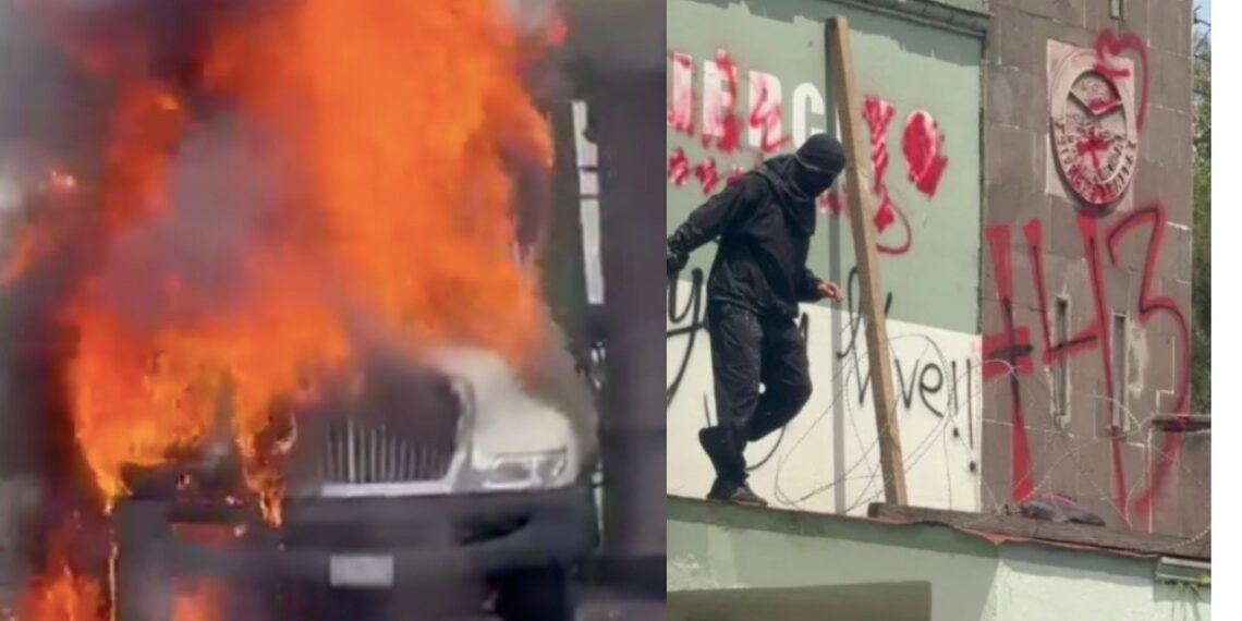 Protesta por los 43 estudiantes de Ayotzinapa en Campo Militar.