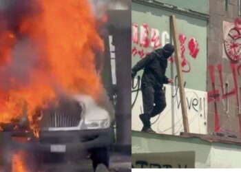 Protesta por los 43 estudiantes de Ayotzinapa en Campo Militar.