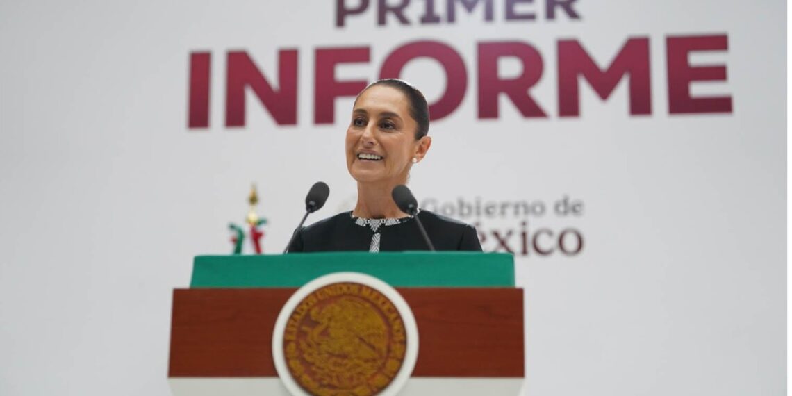Claudia Sheinbaum durante su primer informe de Gobierno.