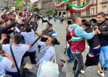 Comerciantes CDMX pelean con empleados en el Zócalo