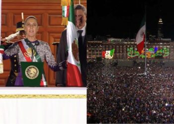 Claudia Sheinbaum durante el Grito de la Independencia