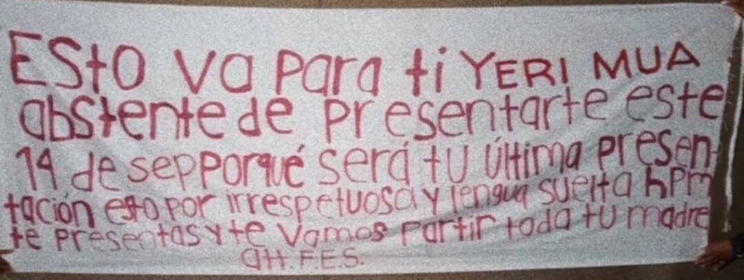 Aparente narcomanta contra Yeri Mua