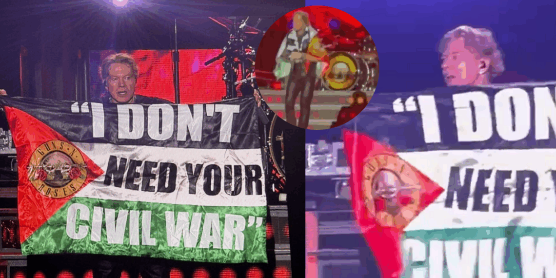Axl Rose alza bandera Palestina en pleno concierto de Guns N' Roses en Bogotá